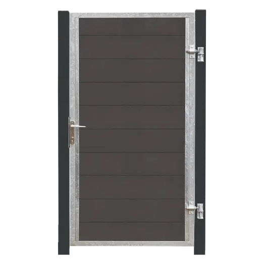 Plus Futura Kompositlåge HI 99×91 cm + 16 cm gråsorte stålstolper - 17566-21