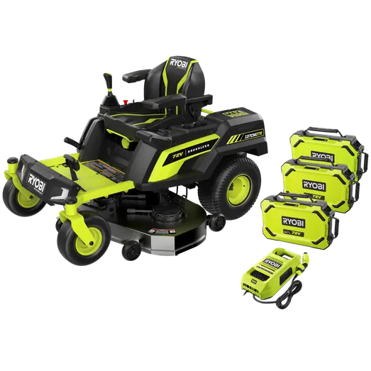 Ryobi RY72ZTRX107-210 72V 137 cm zero turn plæneklipper 3x10 Ah batt.