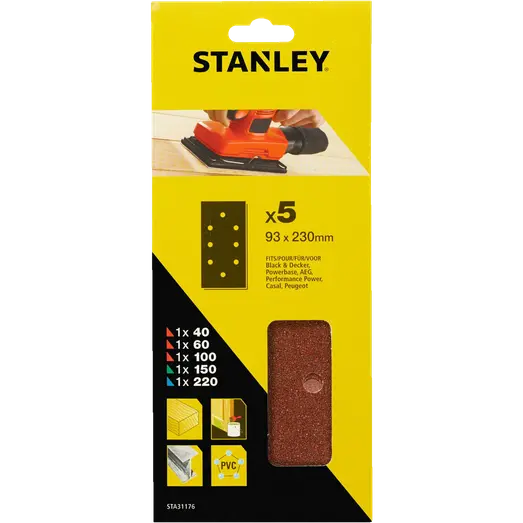 Stanley White Alox slibeark 93x230 mm 5 stk ass.