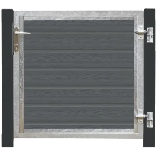 PLUS Artura komposit enkeltlåge 115×95 cm højrehængt m/gråsorte stolper til nedstøbning