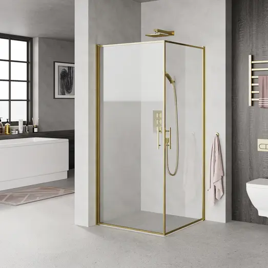 Milobad brusedør 90x200 cm med messing ramme