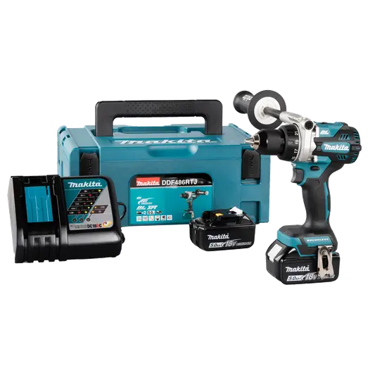 Makita DHP486RTR-DAV slagboremaskine 18V inkl. 2x5,0 Ah batteri og lader