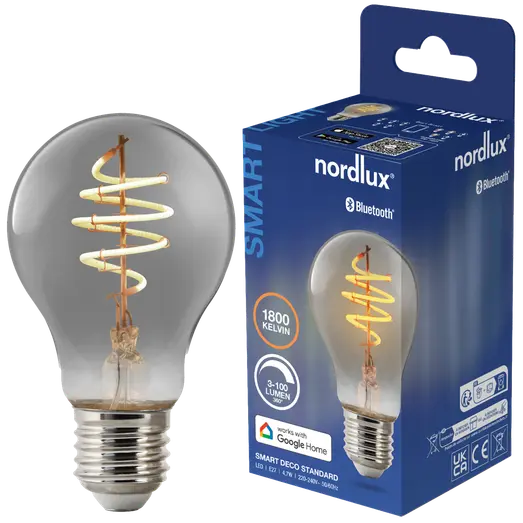 Nordlux smart pære LED E27 A60 4,7W røgfarvet