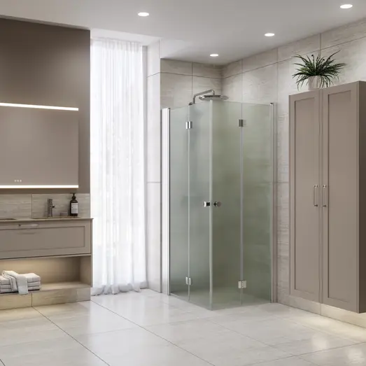 Scanbad foldedør 79x200cm børstet satin/isglas