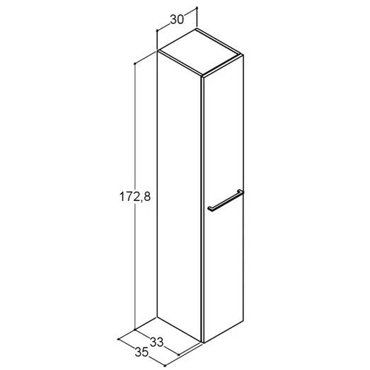 Scanbad Multo+ højskab m/1 låge vendbar 175x30x35 cm højglans hvid