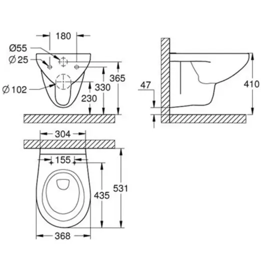 Grohe Bau Ceramic væghængt toilet rimless