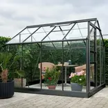 Halls Popular 86 drivhus sort med hærdet glas 5,0 m²