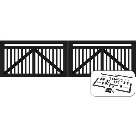 PLUS Linea dobbeltlåge 300×80 cm sort inkl. sort beslag