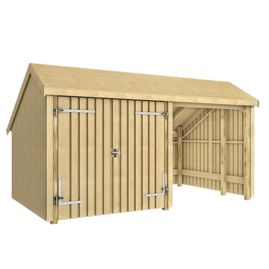 Plus Multi havehus 10,5 m² 2 moduler med dobbeltdør og åben front