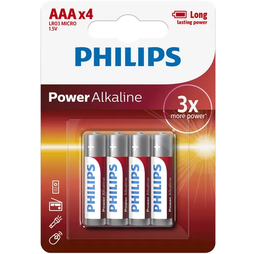 Philips Power alkaline LR03/AAA batteri 4 stk.