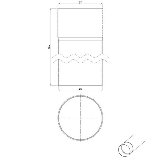 Plastmo nedløbsrør 75 mm 3 m zink