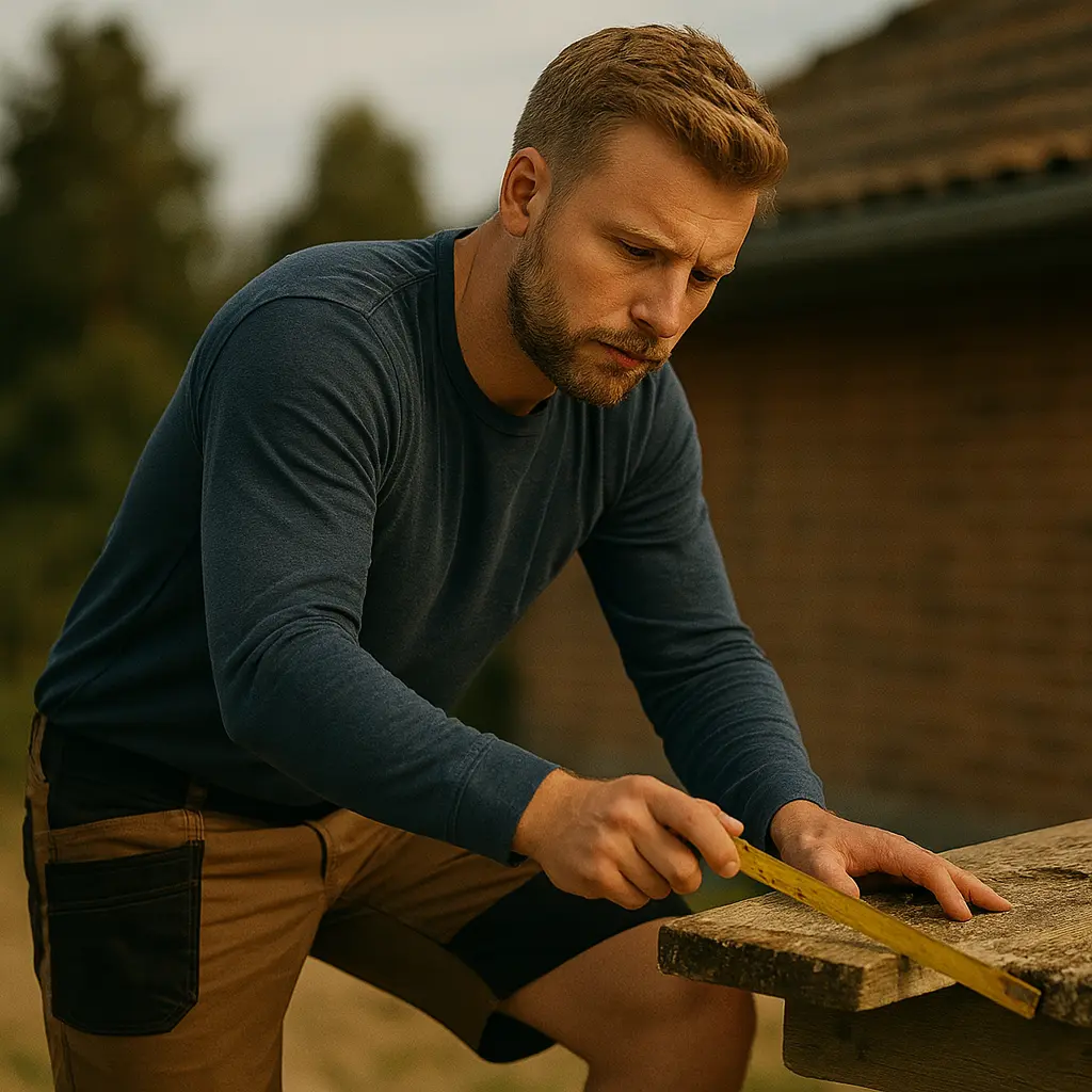 tømrer iklædt arbejdsshorts