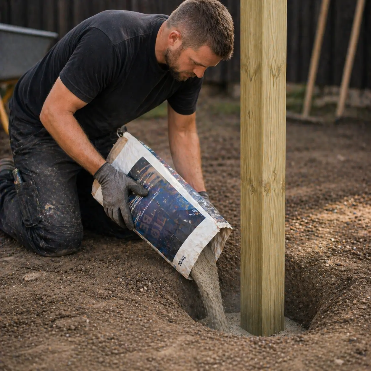 støbning af stolpe i beton