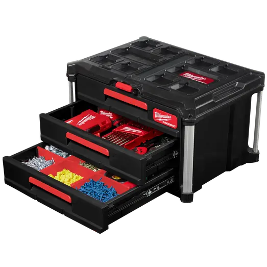 Milwaukee packout kuffert med 3 skuffer