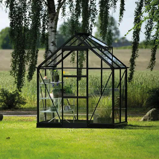 Halls ICON 6 2,5 m² sort m/3 mm hærdet glas og fundament