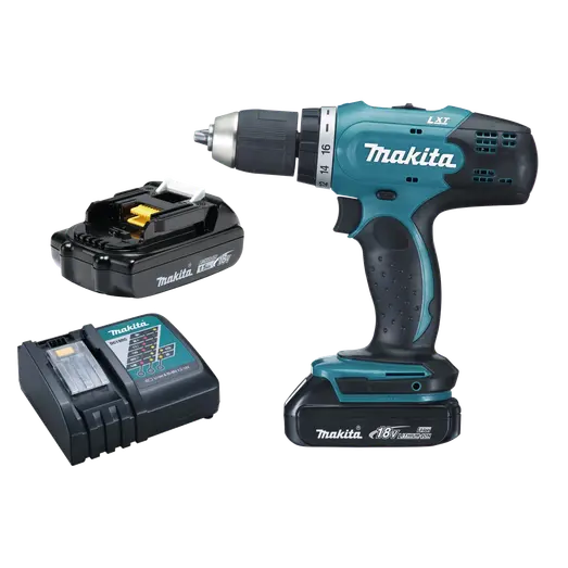 Makita DDF453RYJ 18V LXT bore-/skruemaskine 2x1.5 Ah batteri og lader