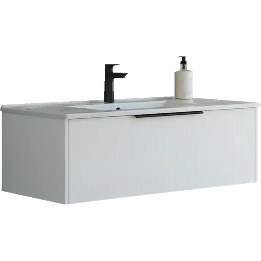 Scanbad NOW vaskeskab m/én skuffe 33,8x45,5 mat hvid stribet front