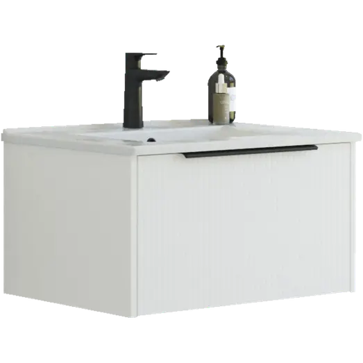 Scanbad NOW vaskeskab m/én skuffe 33,8x45,5 mat hvid stribet front