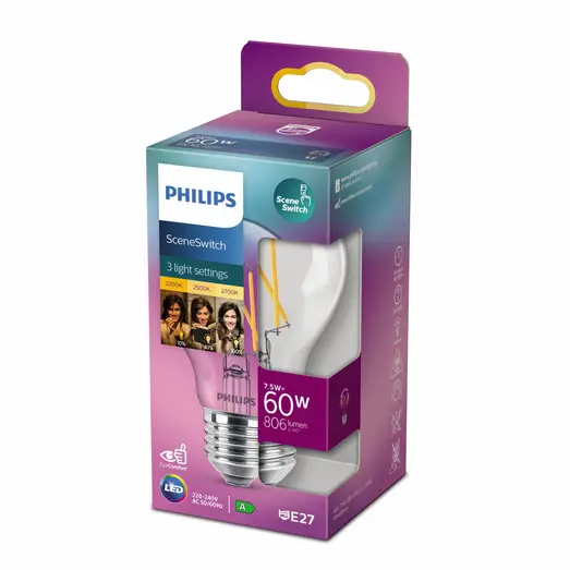 Philips Scenewitch pære 60W klar 1 pack