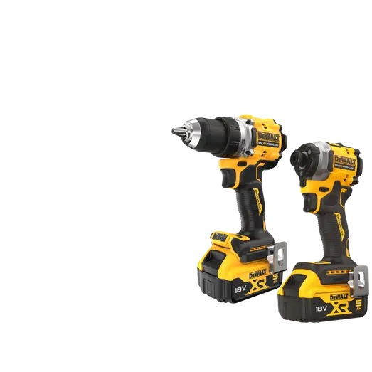 Dewalt DCK2051P2T-QW 18V XR sæt boremaskine, slagskruetrækker 2x5Ah batterier med 4A lader og kuffert