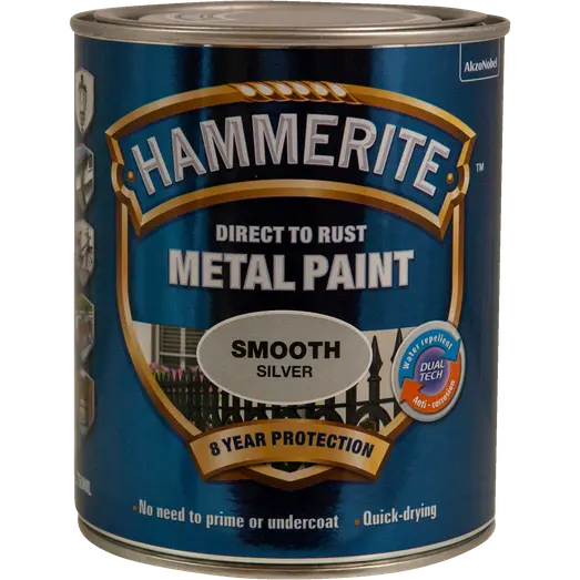 Hammerite glat-effekt metalmaling  sølv