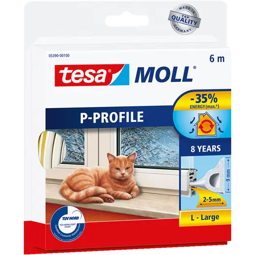 Tesamoll® P-Profil, hvid 9mm x 6 m