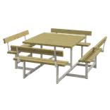 Plus Picnic bord/bænkesæt med 4 ryglæn 224 cm