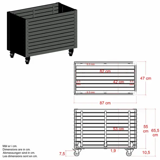 PLUS Cubic Living plantekasse m/hjul 87×47×65,5 cm sort