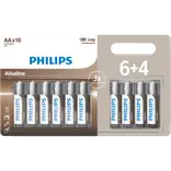 Philips Alkaline LR6/AA batteri 6+4 stk.