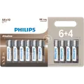 Philips Alkaline LR6/AA batteri 6+4 stk.