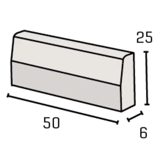 IBF havekantsten m. skrå forkant, 6x25x50 cm