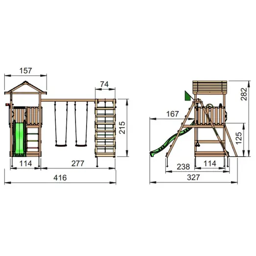 Jungle Gym House legetårn m/climbmodul