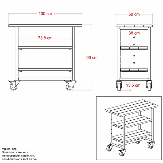 PLUS Urban Picnic plante/grillbord m/2 hylder – sort/sort stel