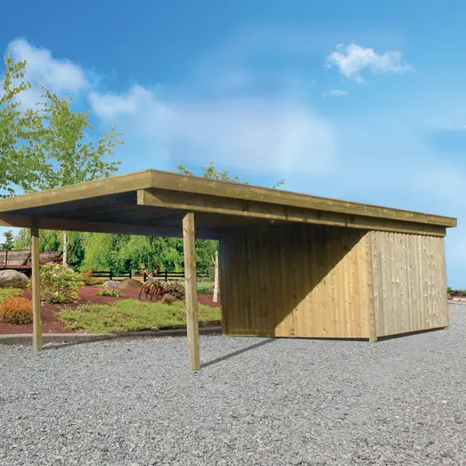 Valdemar carport med redskabsrum 836x420 cm - m/plast trapeztag