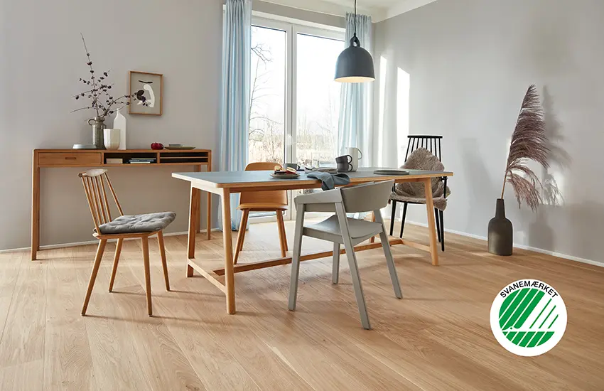 Boen´s lakerede parketgulve er Svanemærket