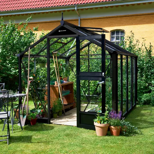 Juliana Compact 6,6 m² - drivhus antracit/sort m/3 mm hærdet glas