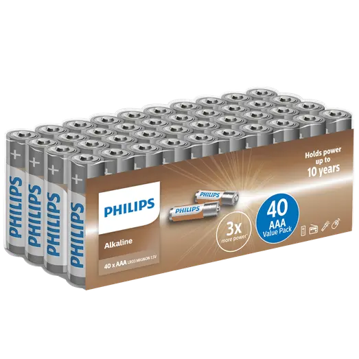 Philips Alkaline LR03/AAA batteri 40 stk.