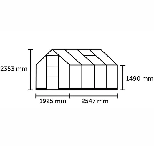 Halls ICON 6 4,9 m² sort m/3 mm delt glas og fundament