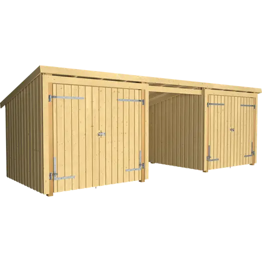 Plus Nordic Multi Havehus 14 m² - 3 moduler m/2 dobbeltdøre og åben front - 168592-1