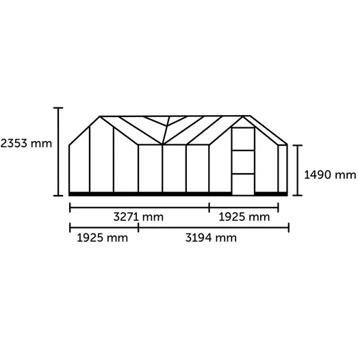 Halls ICON Gardenhouse 6 8,6 m² sort m/3 mm hærdet glas og fundament