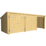 Plus Nordic Multi havehus 14 m² 3 moduler med dobbeltdør og lukket/åben front