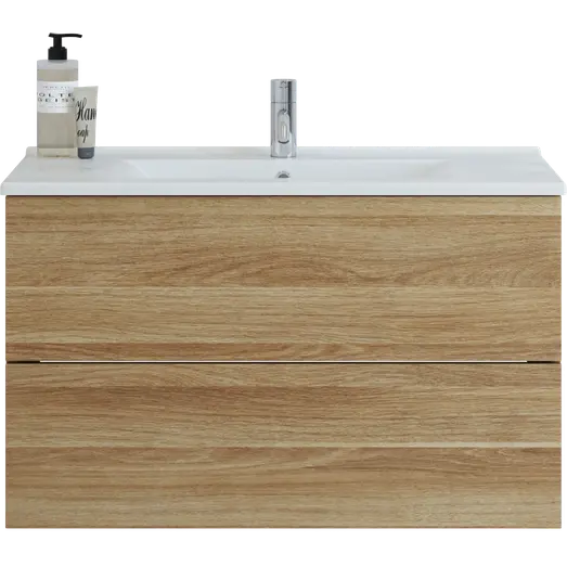 Scanbad vaskeskab m/håndvask 80cm brun eg