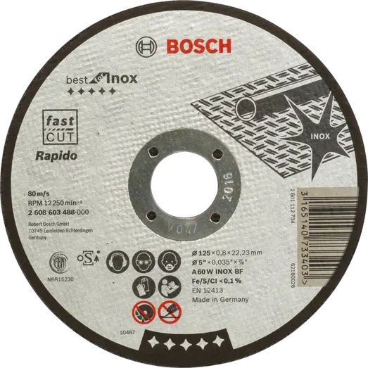 Bosch PRO Stainless Steel and Metal limet skæreskive i rustfrit stål og metal, 125 x 0,8 x 22,23 mm, lige