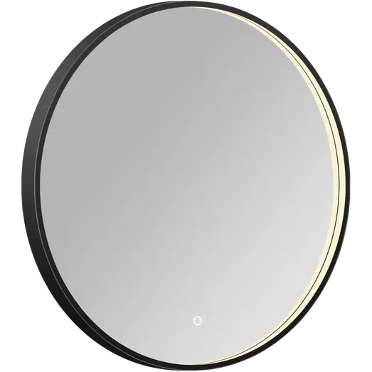 Milobad CL066 LED spejl Ø80 med sort ramme