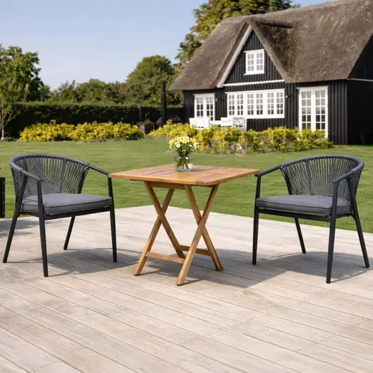 Alba cafésæt med 2 Dragør stole grå rebflet