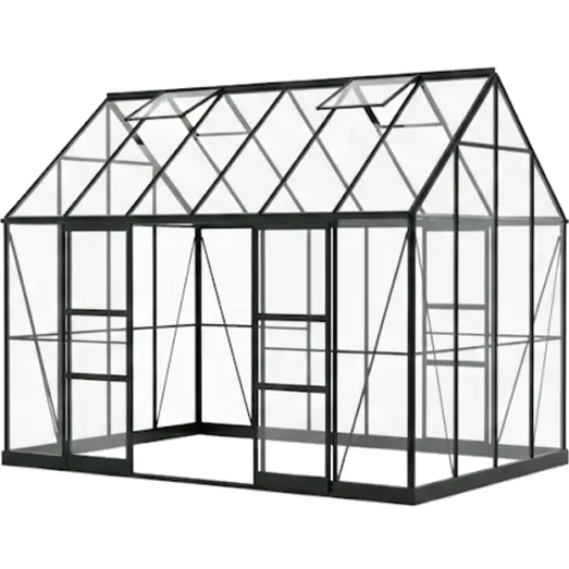 Halls ICON Planthouse 8 13 m² sort m/3 mm hærdet glas og fundament