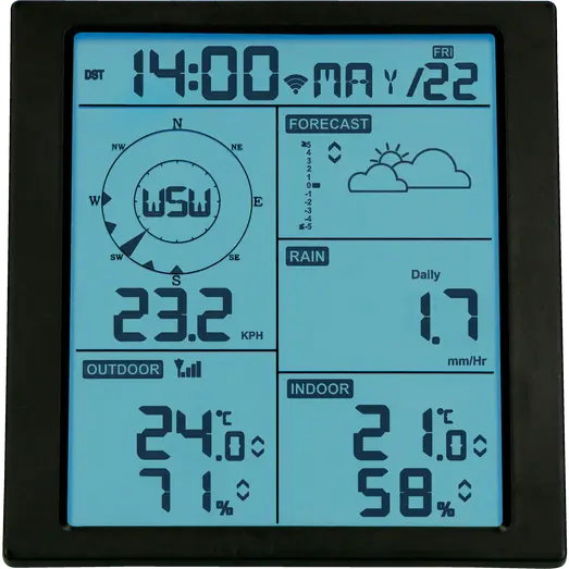 Alecto WS-5200 Professionel 6 i 1 WiFi vejrstsation med app og trådløs sensor sort