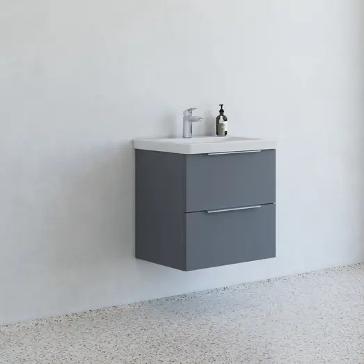 Scanbad Multo badmøbel m/Lazuli vask, 2 skuffer grå mat