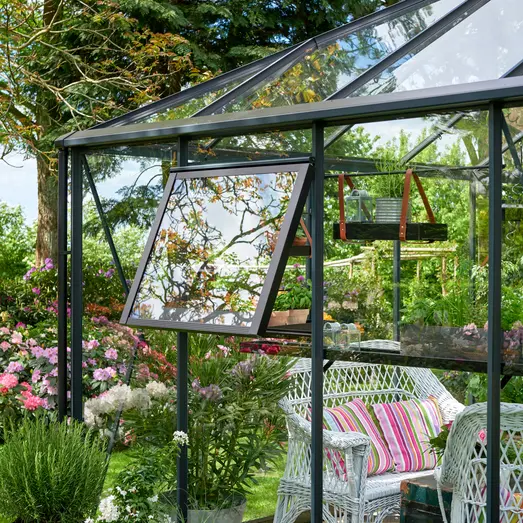 Juliana Gran Oase drivhus 13 m² antracit/sort m/3 mm hærdet glas