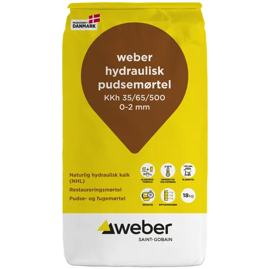 weber hydraulisk pudsemørtel KKh 35/65/500 0-2 mm 18 kg